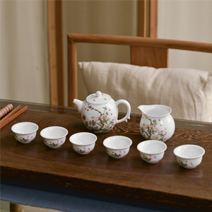景德镇手绘陶瓷茶具套装家用青花瓷手绘功夫茶具白瓷茶具