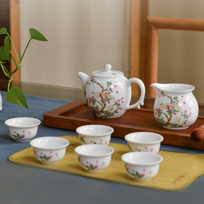 景德镇手绘陶瓷茶具套装家用青花瓷手绘功夫茶具白瓷茶具